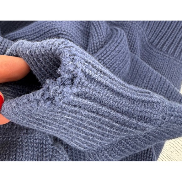 Vintage Eddie Bauer Mens Pullover Sweater Navy Blue 100 Cotton Crew Neck Size L - Picture 7 of 7